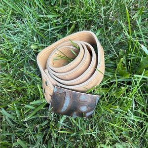 Brown Leather Belt with Rustic Buckle